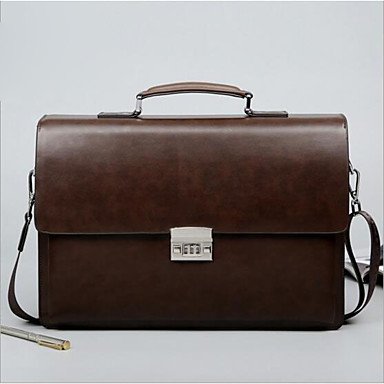 Women's Zipper PU Briefcase Black/Brown